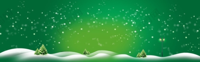 浪漫梦幻背景绿色圣诞雪景