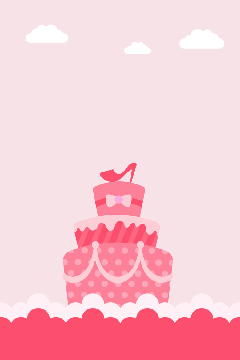 粉色浪漫生日蛋糕背景素材