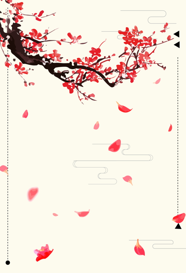 矢量中国风文艺清新手绘梅花背景图