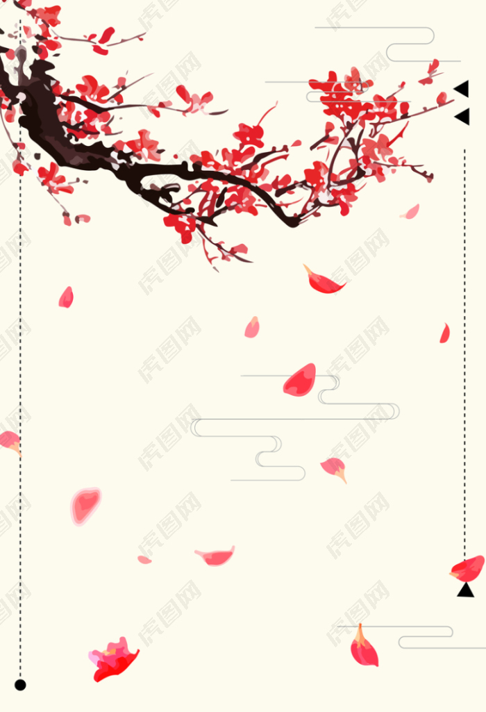 矢量中国风文艺清新手绘梅花背景图