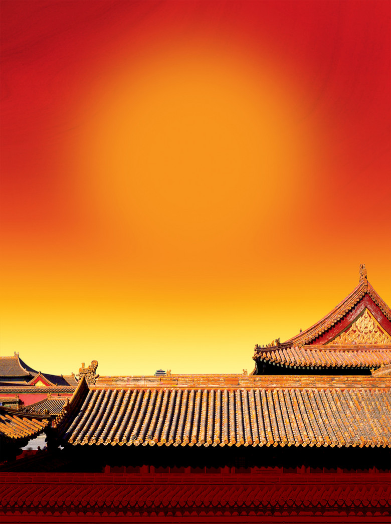 中式大气辉煌古建筑海报背景素材