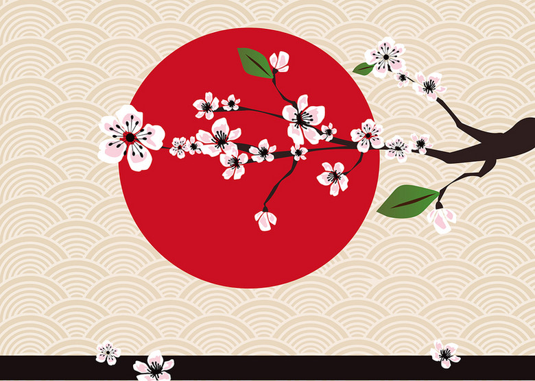 日式樱花主题广告广告详情页矢量背景素材