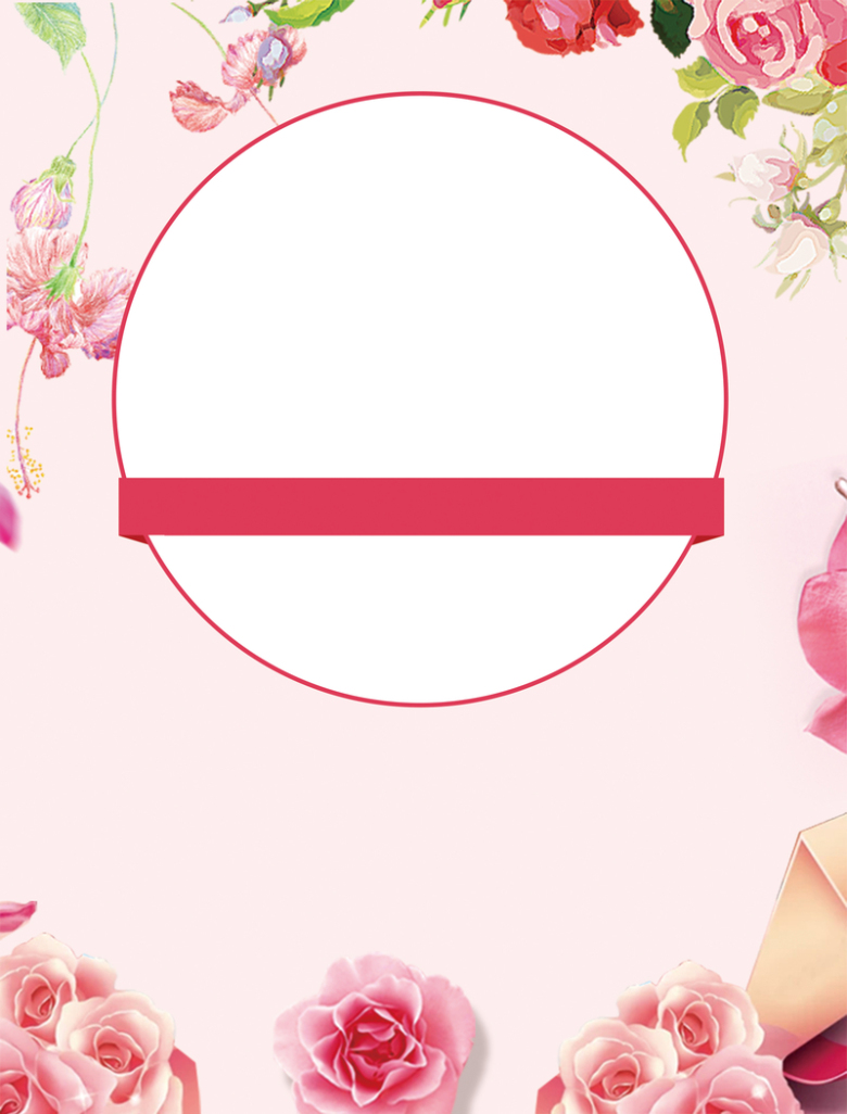 粉色小清新花卉几何38妇女节促销海报背景