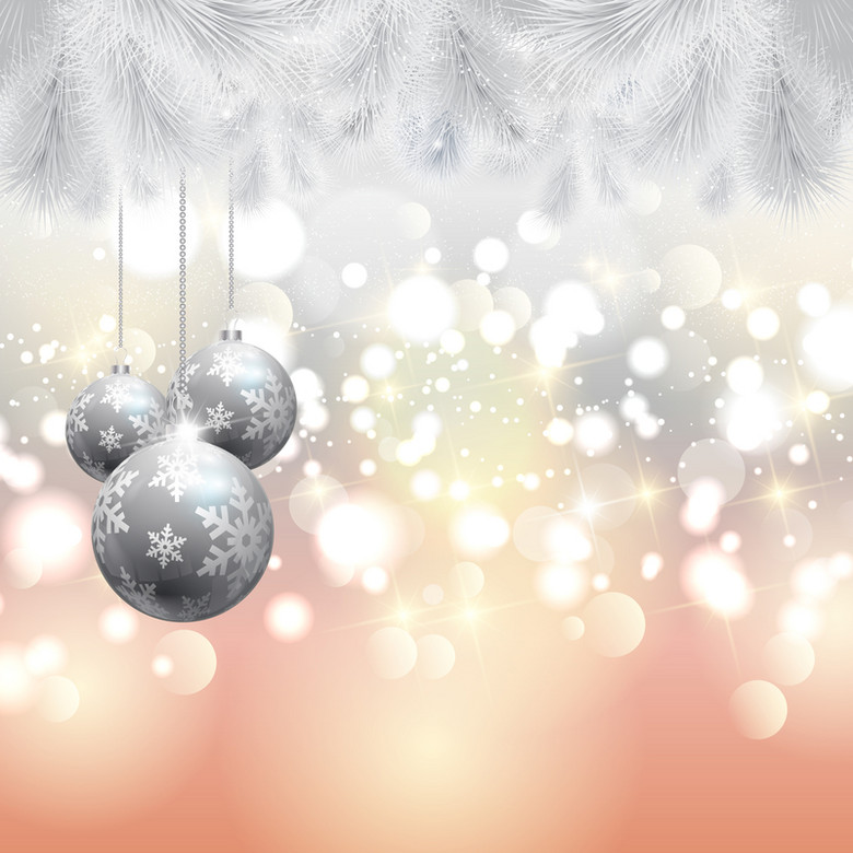 圣诞节华丽金属质感吊球背景图
