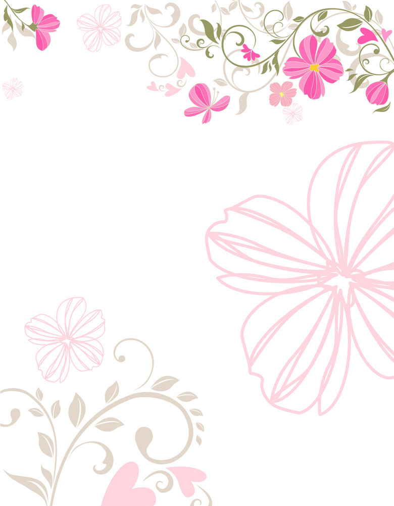 粉色花朵婚礼信纸海报背景素材