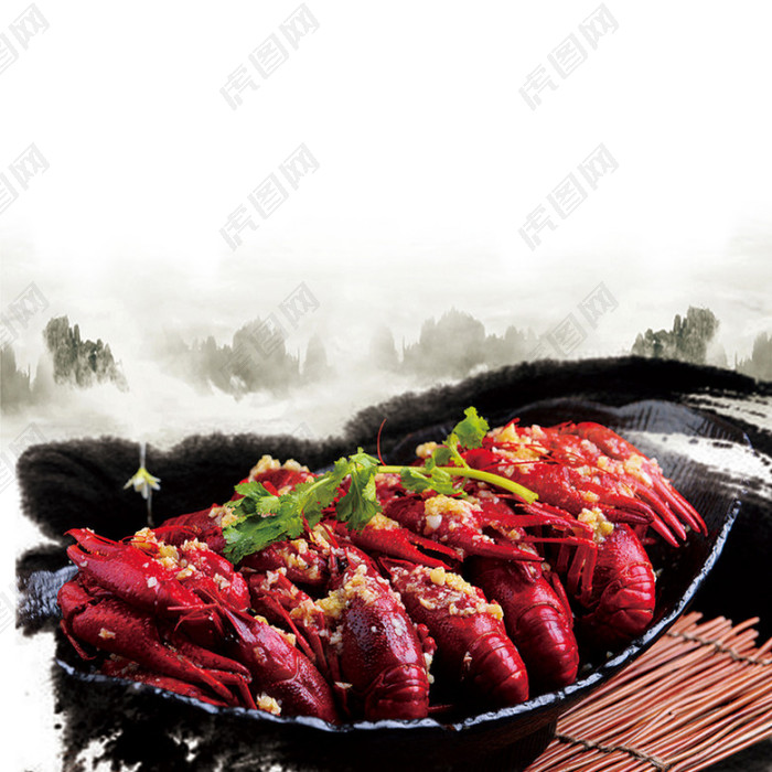 中国风麻辣小龙虾餐厅海报背景素材