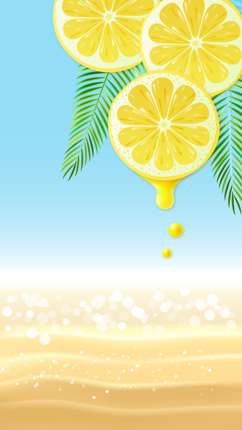 文艺质感手绘柠檬水果背景