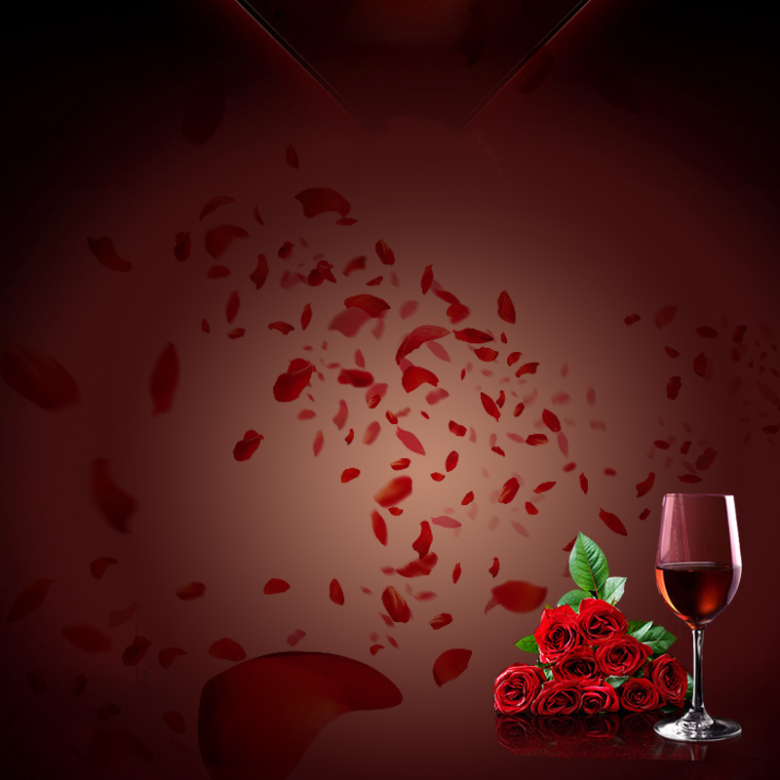 唯美浪漫红酒玫瑰背景图