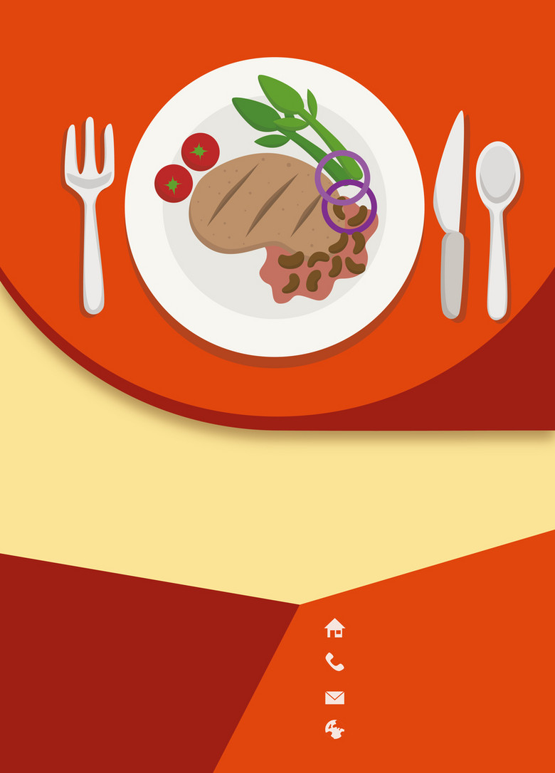 卡通扁平西餐餐饮背景素材