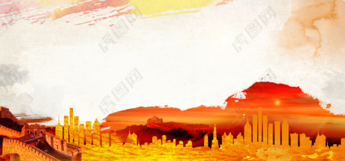 消防中国风米黄色淘宝海报背景