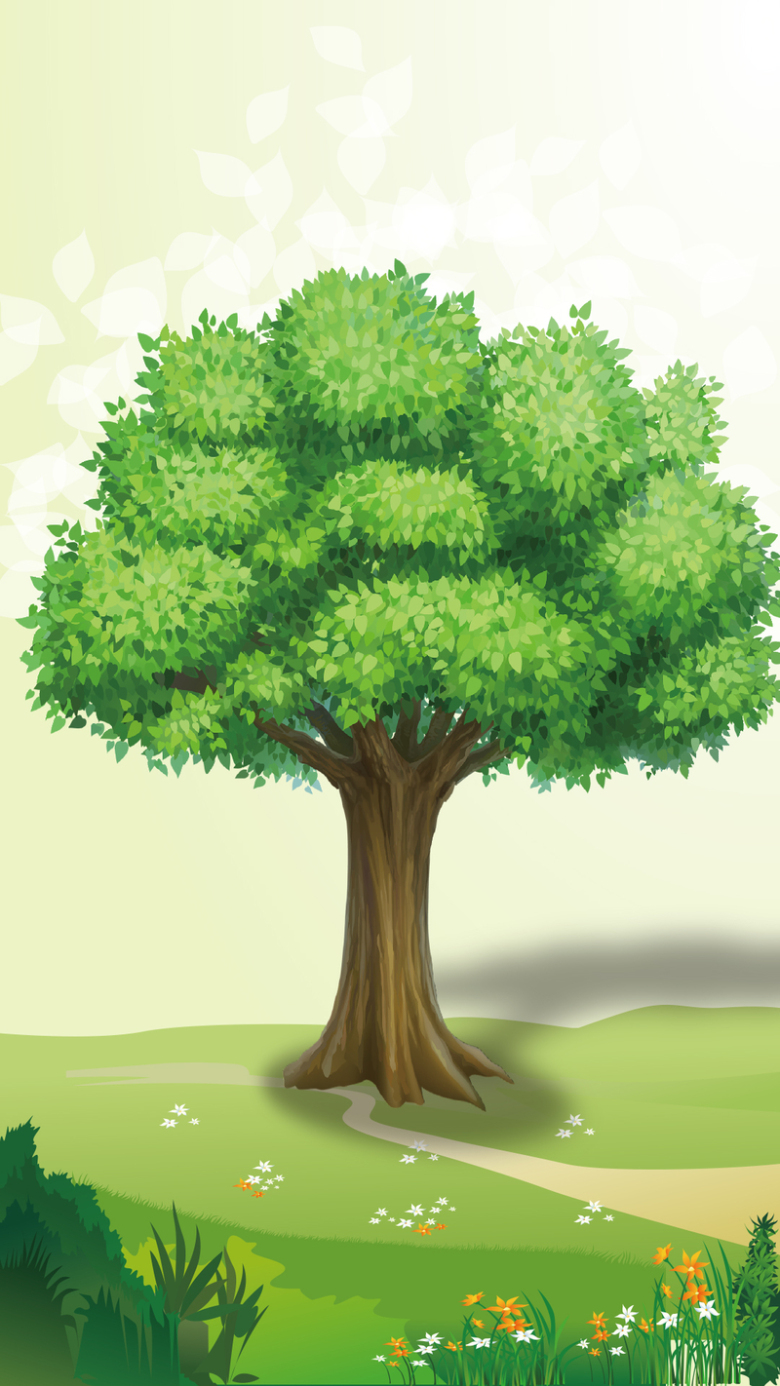 一颗绿色卡通树图片素材