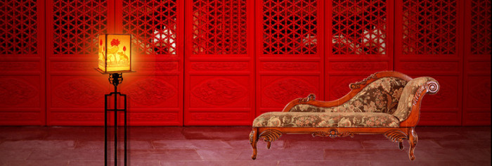 中式传统大红色家装节背景