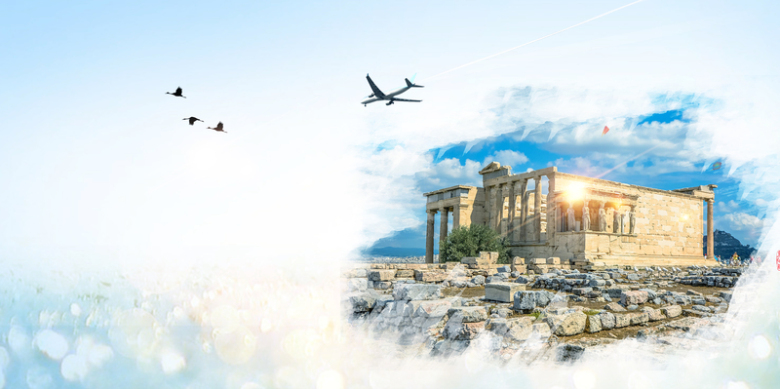希腊雅典艺术之城旅游海报背景素材