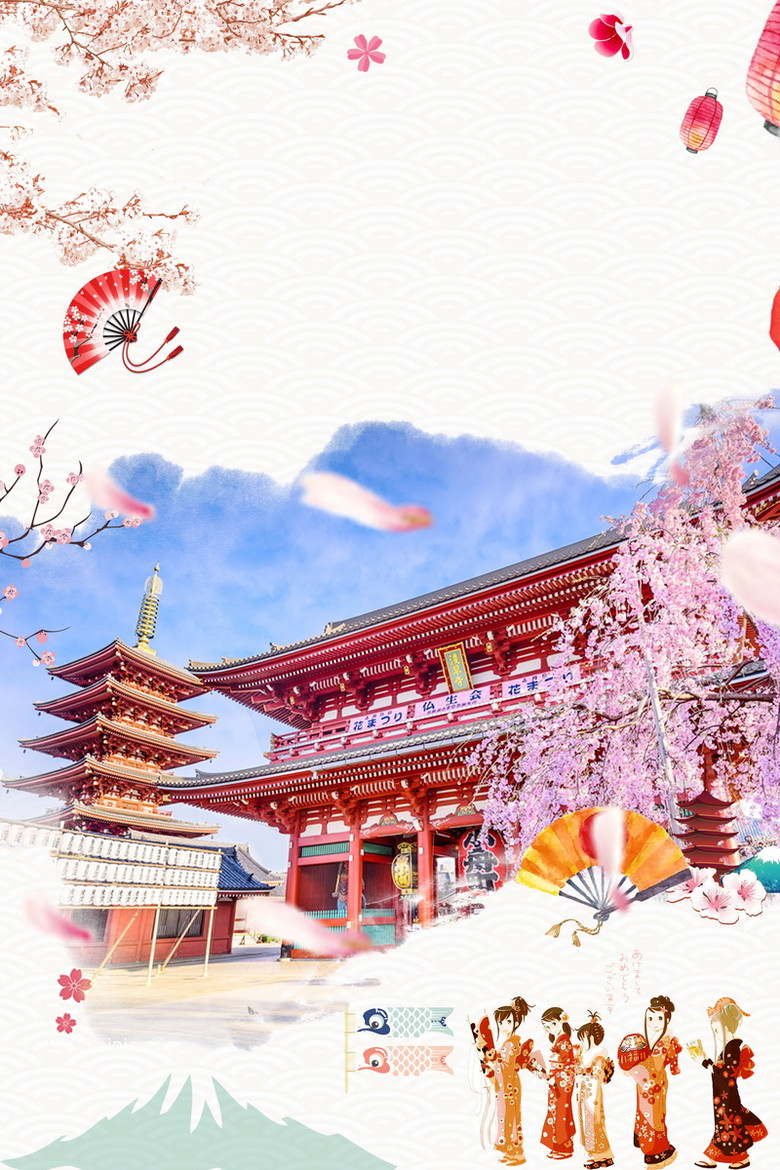 日本旅游日本樱花背景素材