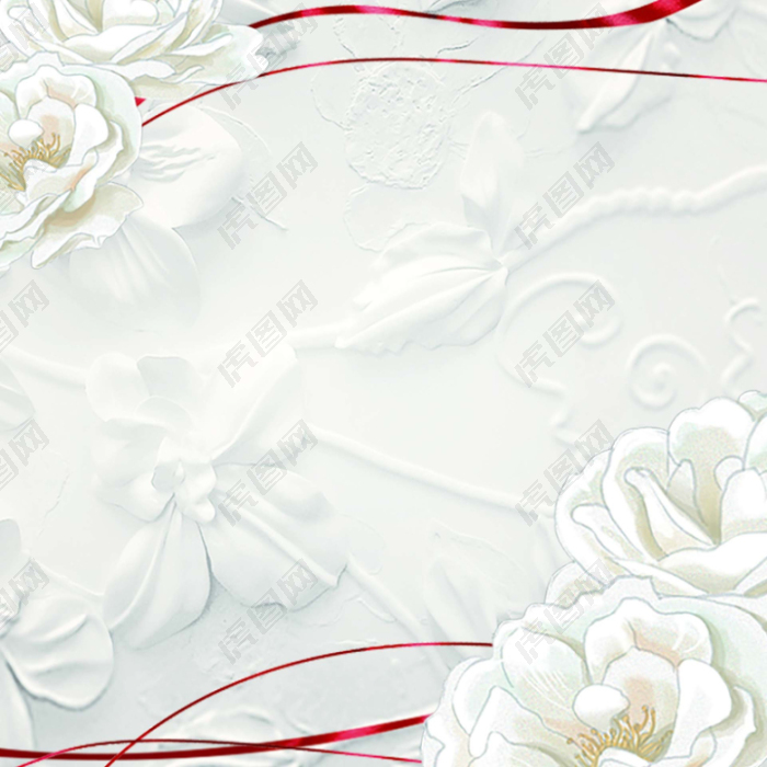 白色花朵彩带纹理背景