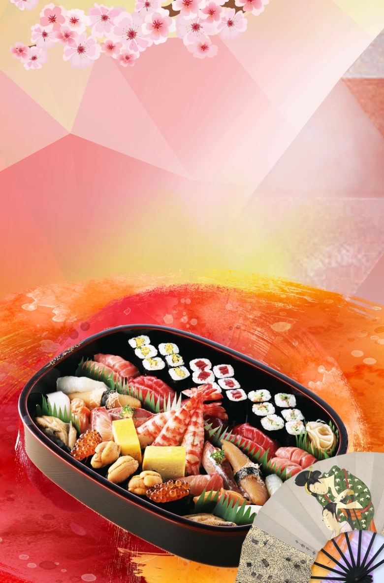 日本美食寿司料理宣传促销海报背景