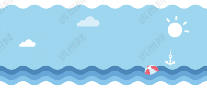 夏季蓝色扁平化海景旅游banner