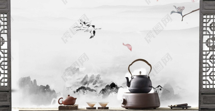 茶道茶具茶文化背景素材
