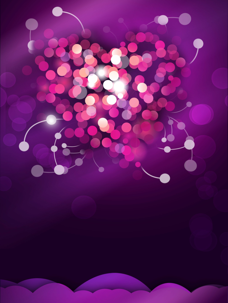 紫色浪漫夜色荧光爱心光芒科幻背景素材