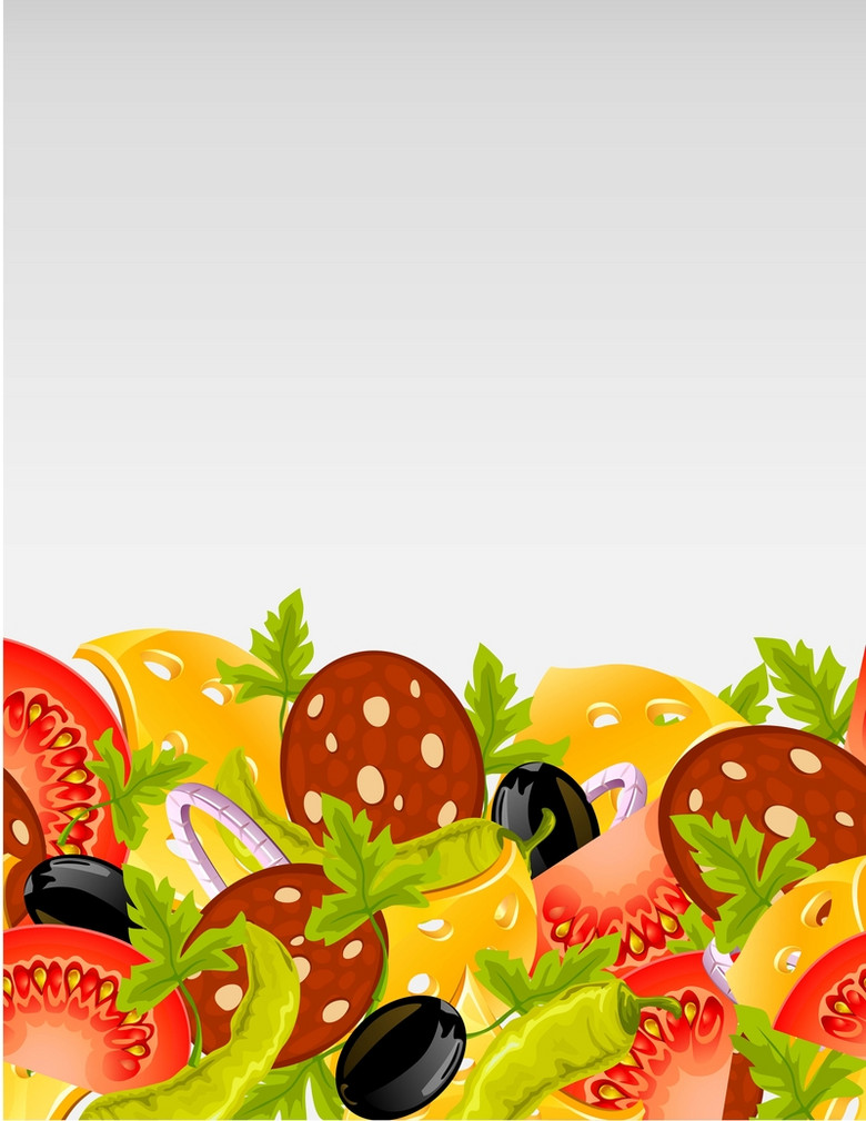 矢量卡通手绘水果沙拉美食背景