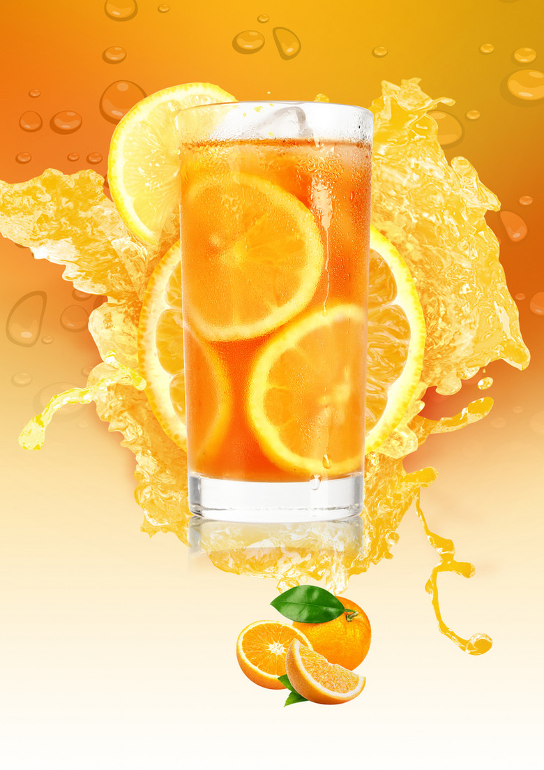 橙汁饮料海报背景