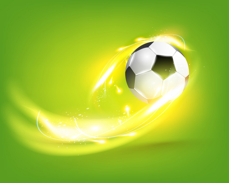 绿色光效创意足球海报矢量背景