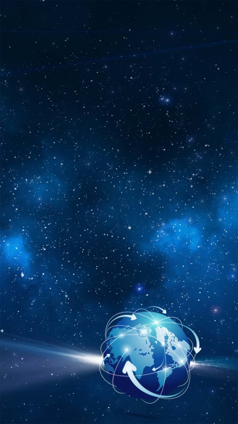 蓝色星空科幻地球PSD分层H5背景素材