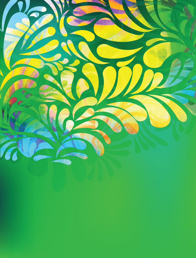 绿色热带花纹海报背景素材