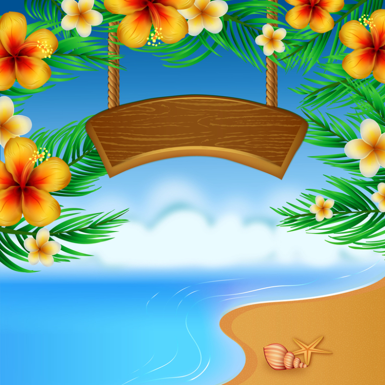 热带花卉度假海报矢量背景