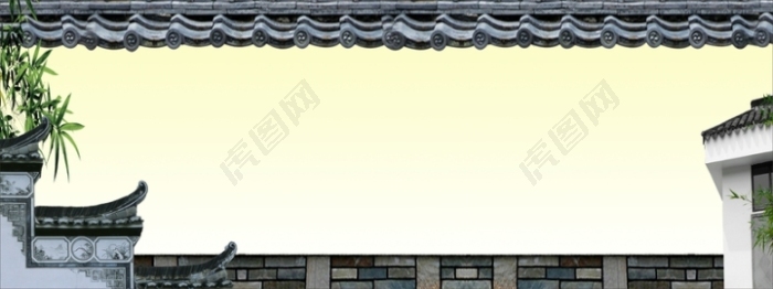 黄色中国风屋檐背景