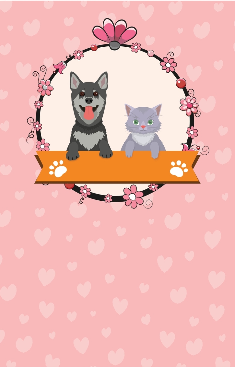 粉红色卡通猫咪和狗