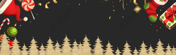 圣诞节黑色圣诞树banner