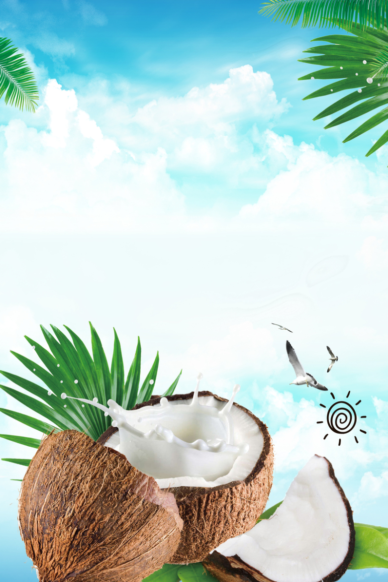 鲜榨椰子汁饮品海报
