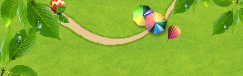 草地绿叶热气球雨伞