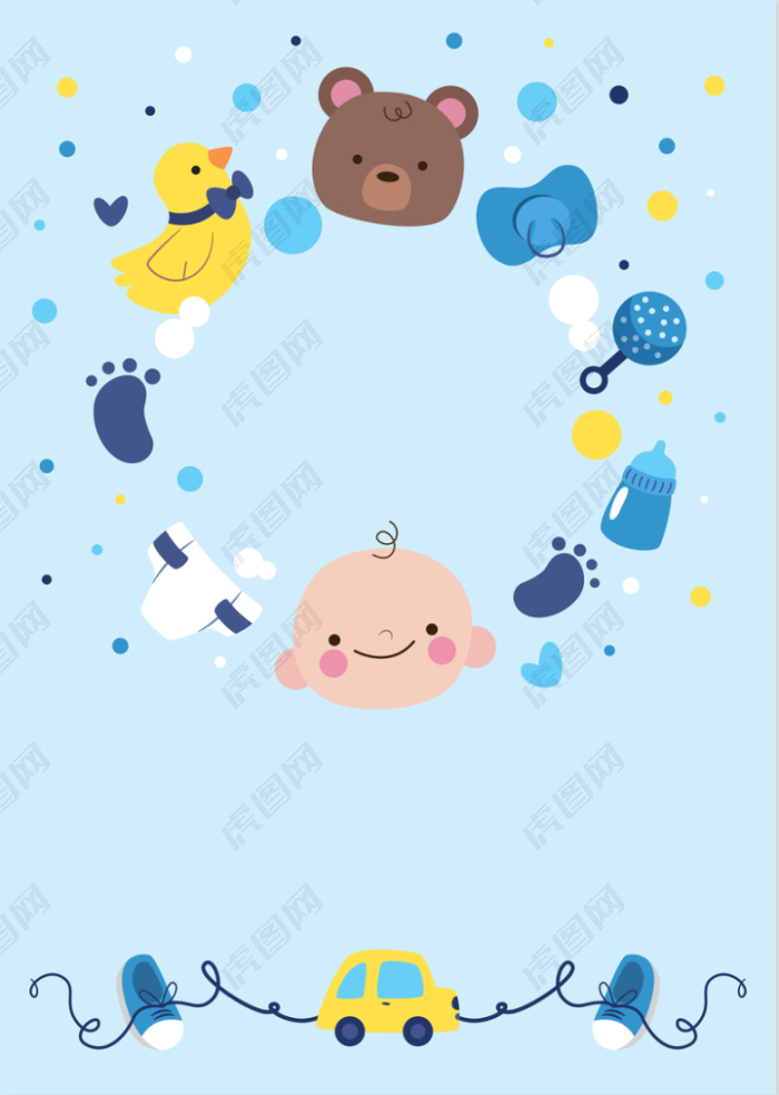 蓝色儿童动物婴幼儿产品海报背景素材