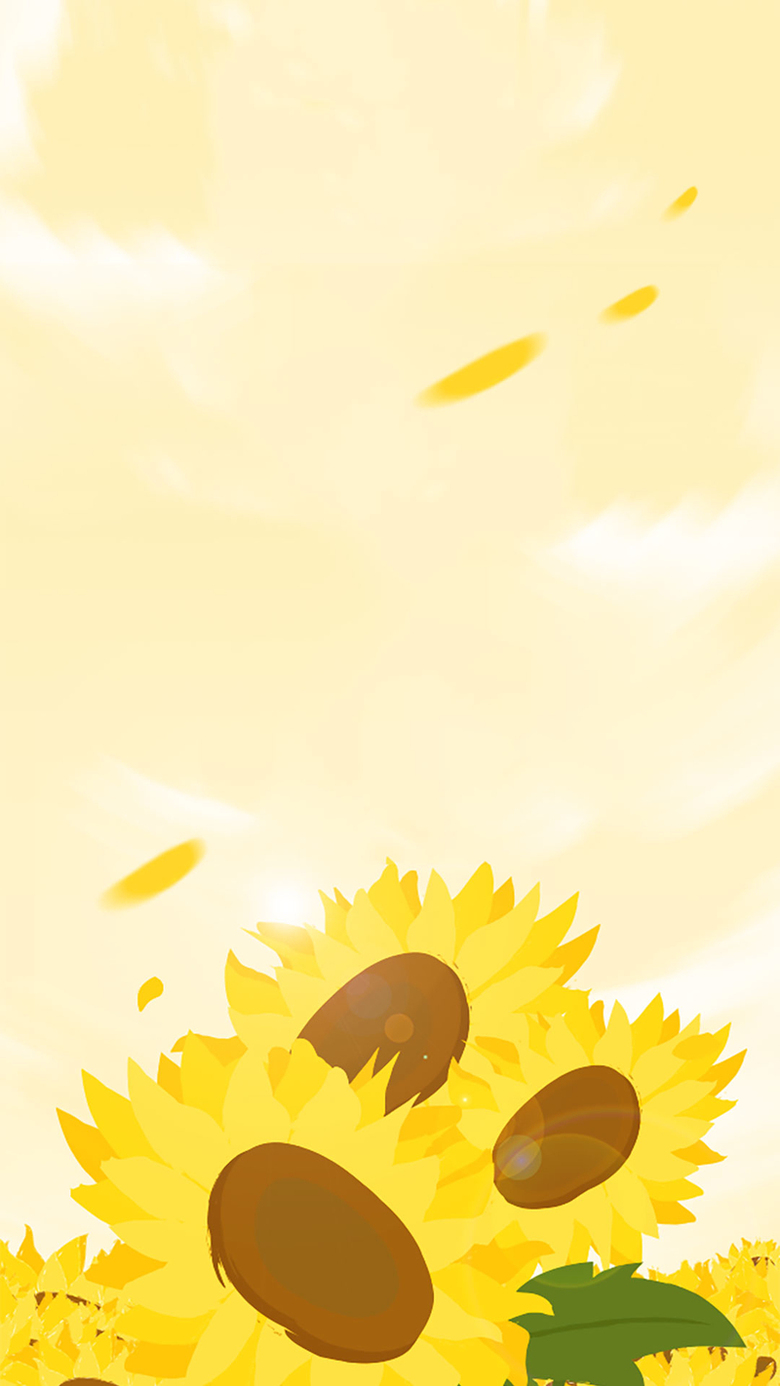 黄色小清新向日葵手绘背景