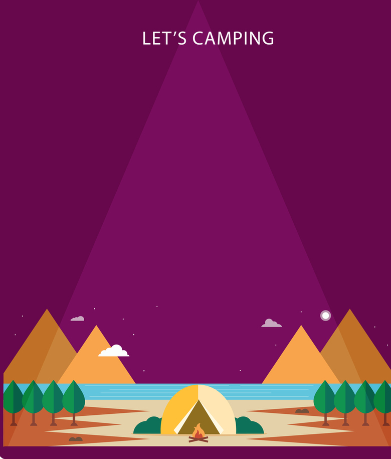 紫色露营矢量海报背景素材