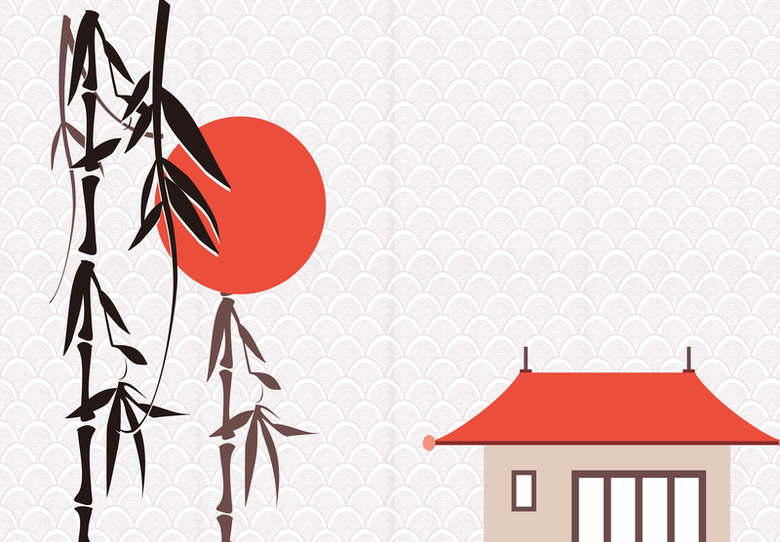 日式古风建筑海报背景