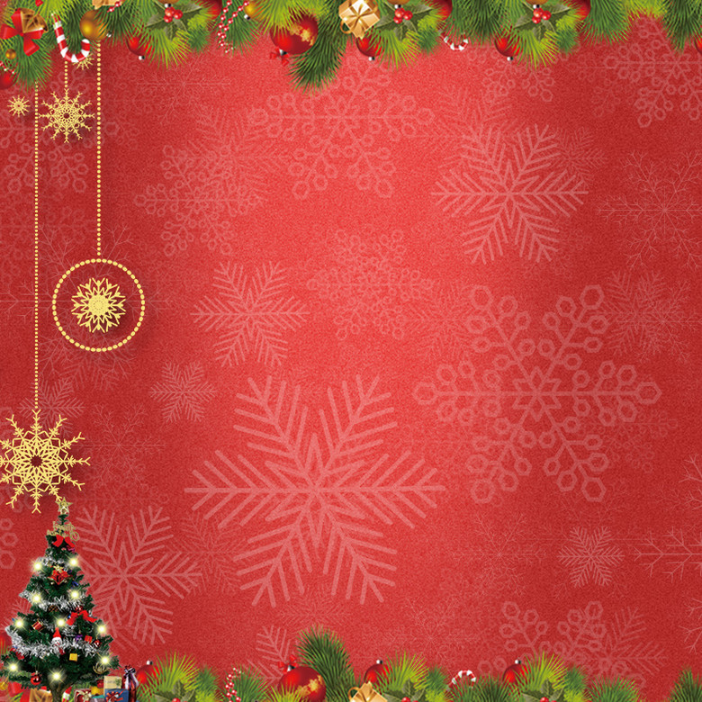 红色质感圣诞节雪花纹理psd分层主图