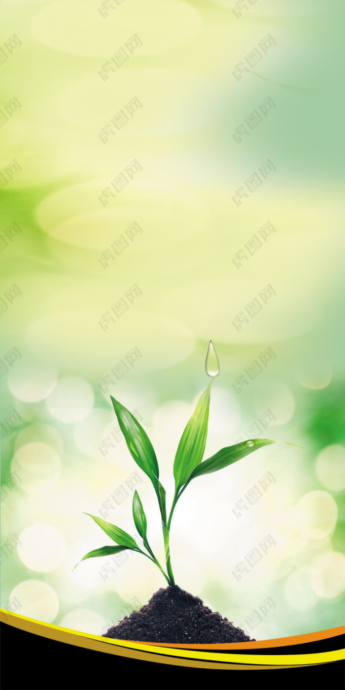 清新绿色植物海报背景