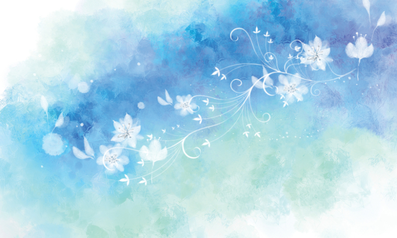 蓝色手绘花朵背景