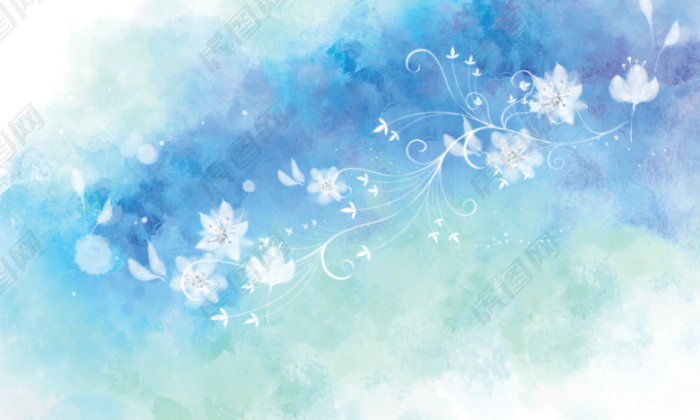 蓝色手绘花朵背景