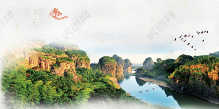 江西龙虎山旅游宣传海报背景素材