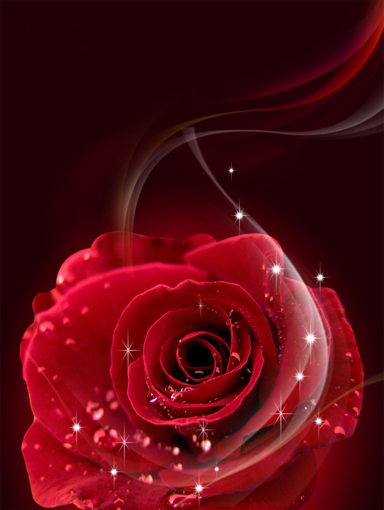 红玫瑰光效海报背景