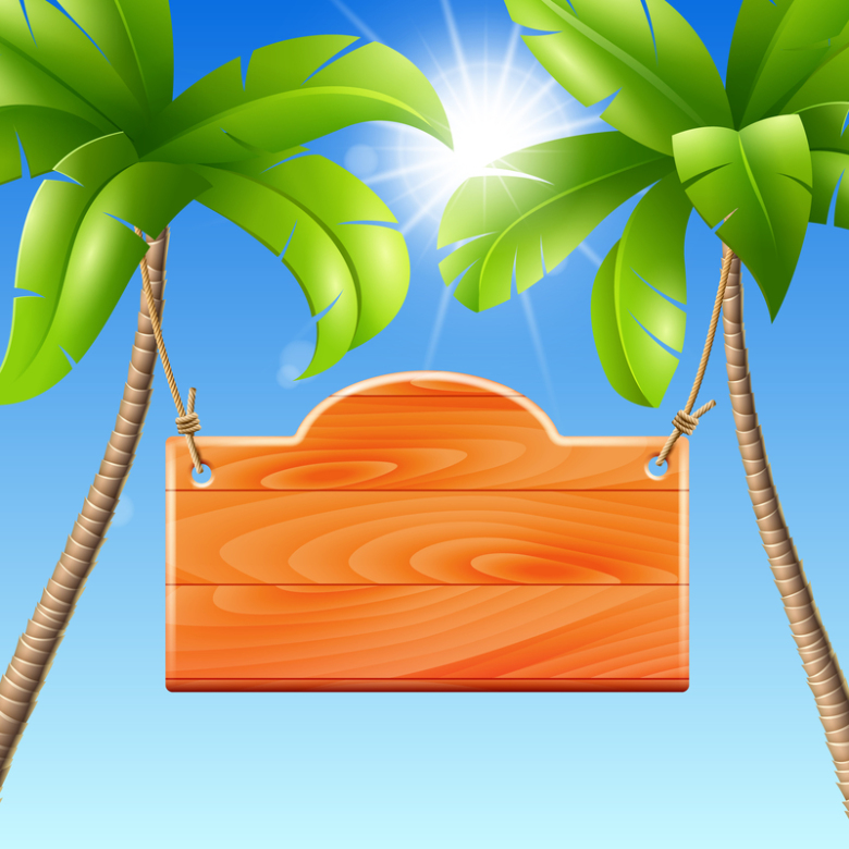 夏季创意椰林挂牌度假海报背景