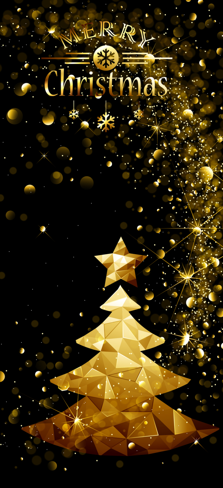 金色波点光斑圣诞节圣诞树背景素材