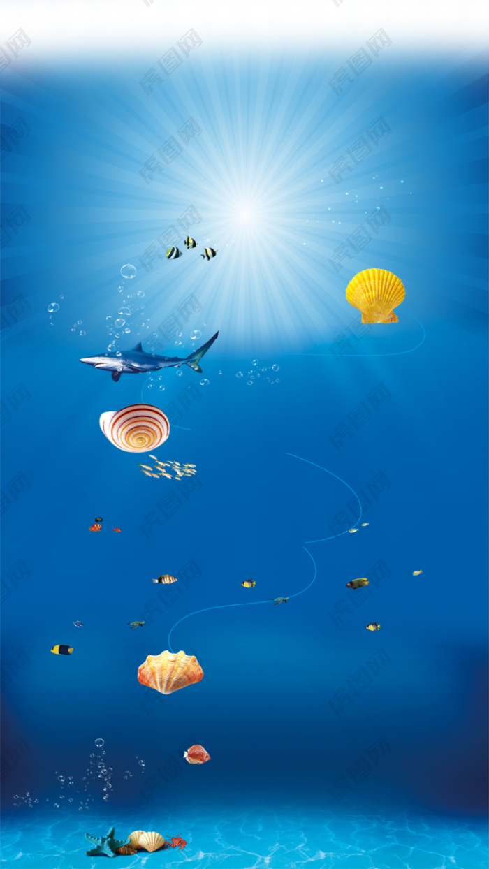 蓝色梦幻海底世界H5背景素材