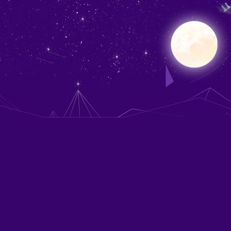紫色扁平手绘圆月背景
