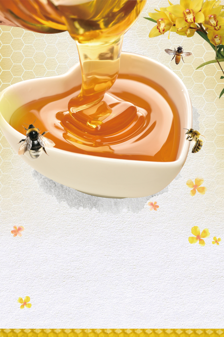 唯美小清新纯天然蜂蜜养生海报