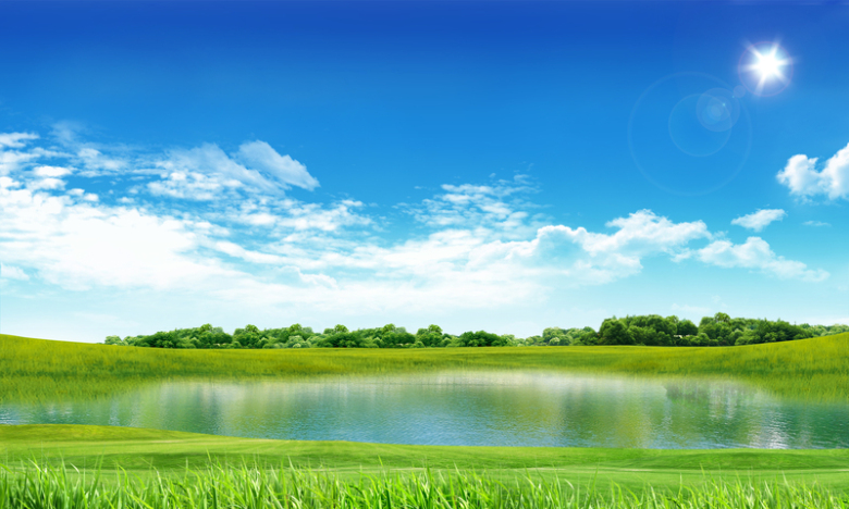 小清新草原湖泊绿色背景素材